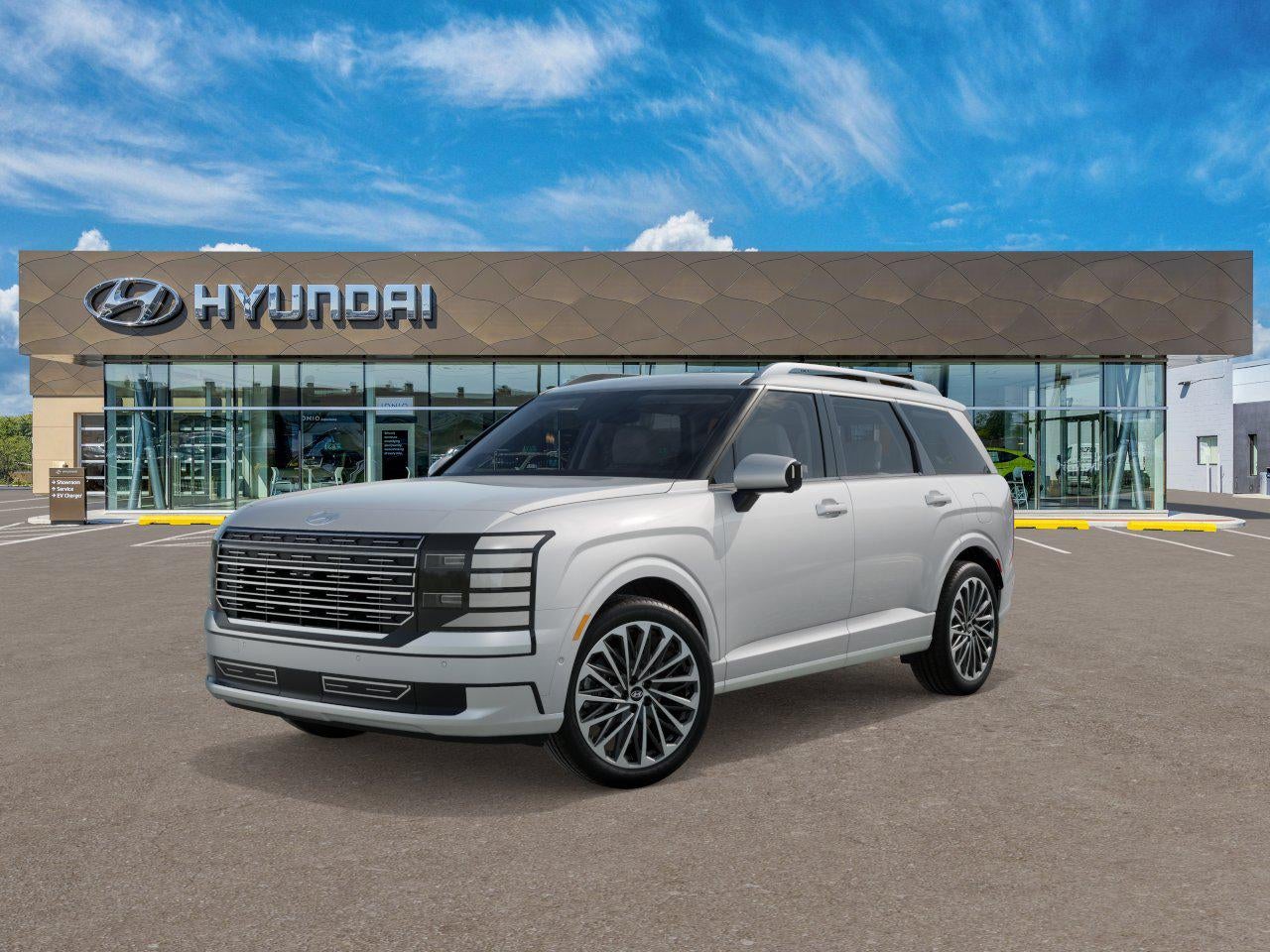 2026 Hyundai PALISADE Calligraphy AWD in Creamy White Pearl — front three-quarter view