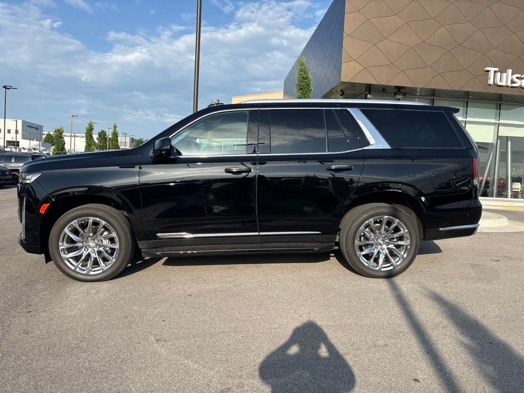 2023 Cadillac Escalade Premium Luxury in Black Raven — front three-quarter view