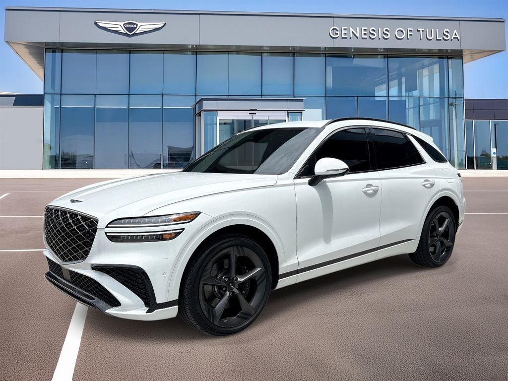 2026 Genesis GV70 3.5T Sport Prestige in Alta White — front three-quarter view