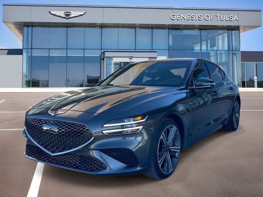 2025 Genesis G70 3.3T Sport Advanced in Makalu Gray — front three-quarter view